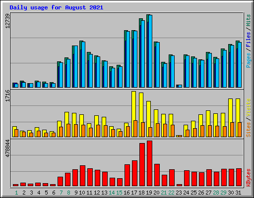 Daily usage for August 2021