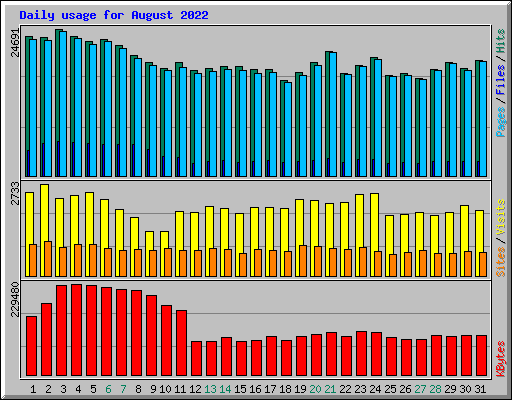 Daily usage for August 2022