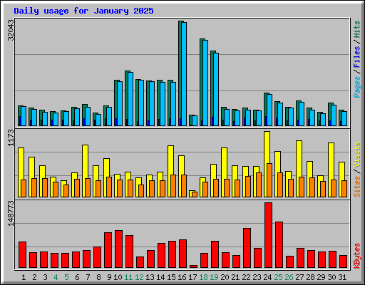 Daily usage for January 2025